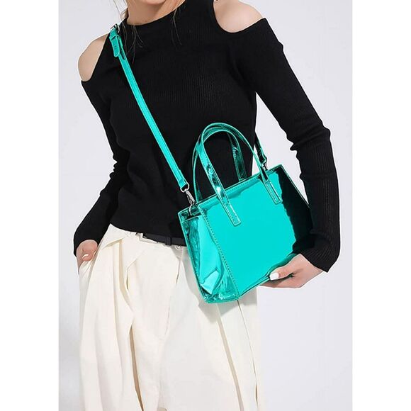 Women's Hobo Bag PU Leather Shoulder Crossbody Bag Patent Glossy Totes Large... - Picture 4 of 5